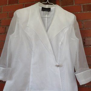 Alex Evenings Sheer White Evening Blouse